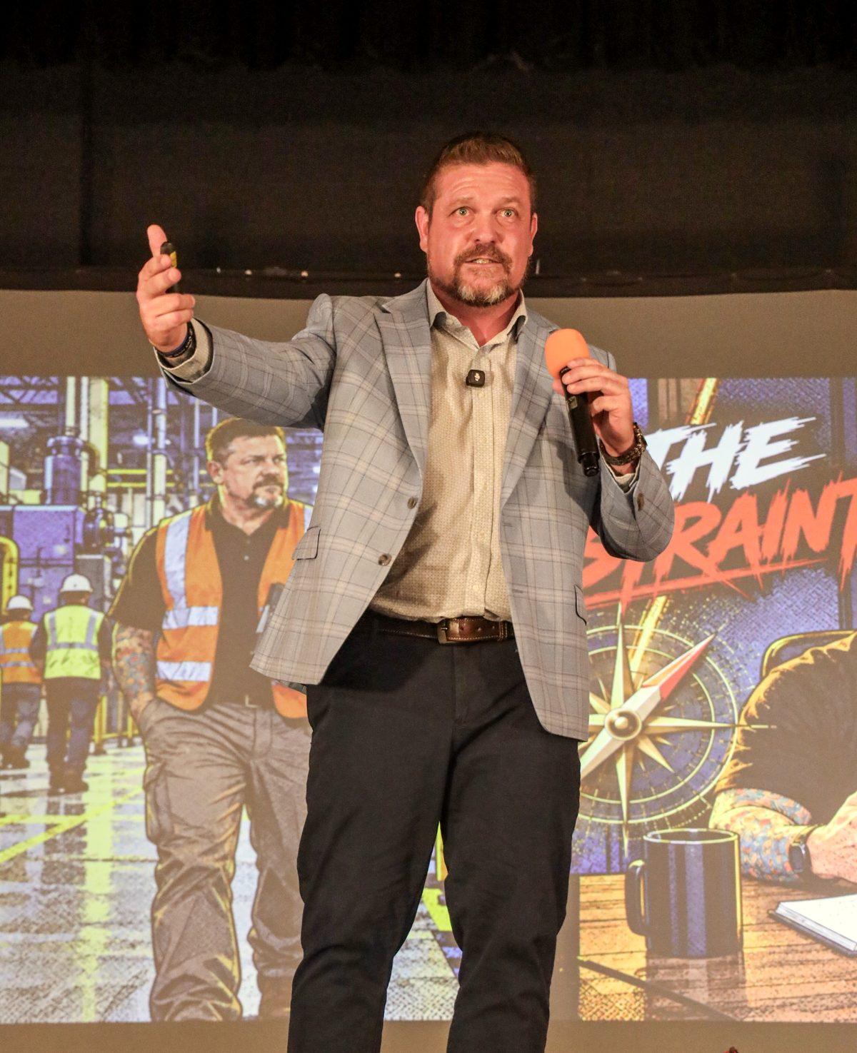 Steve presenting to a business audience